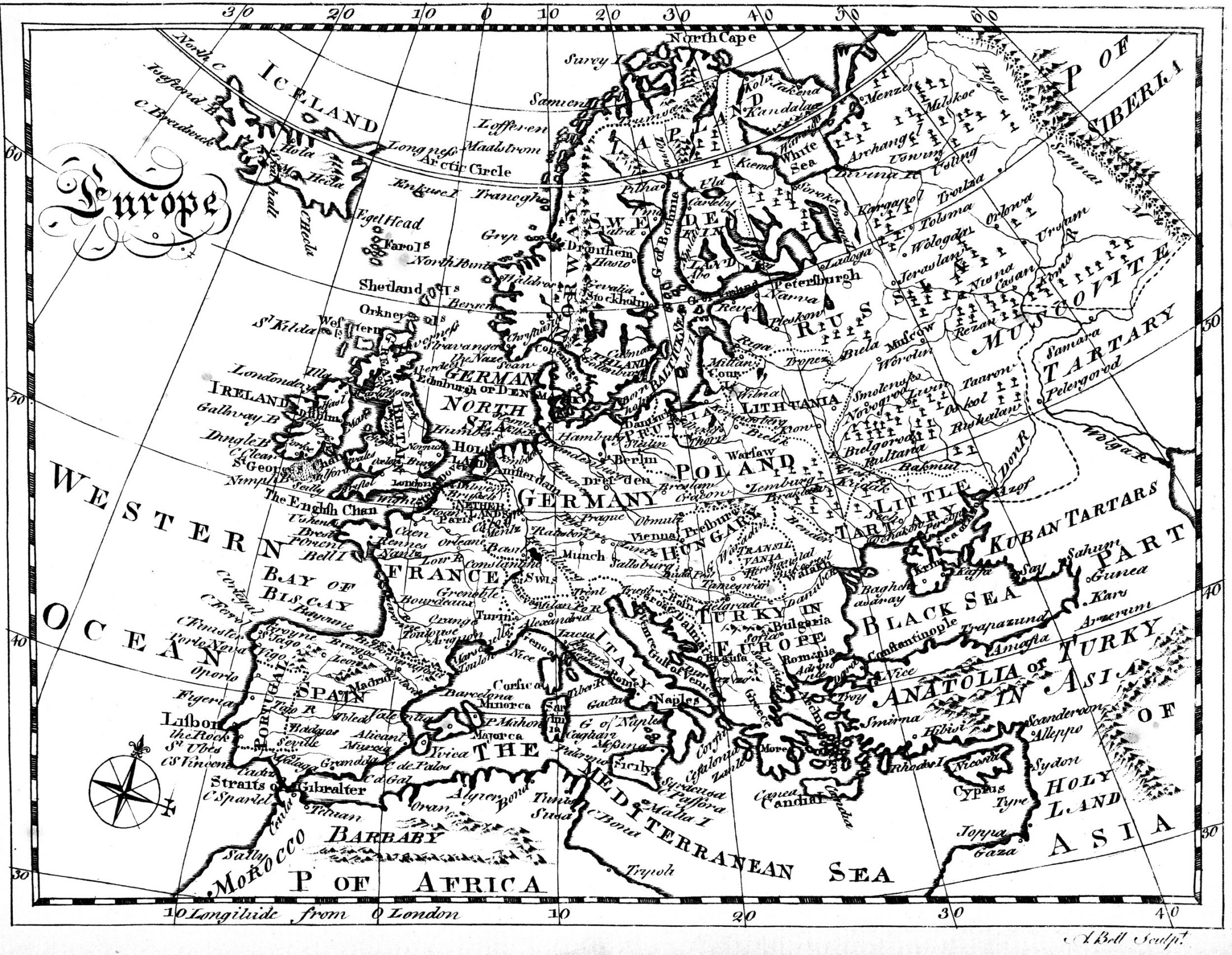 Карта Европы 1770 год — Karty.by