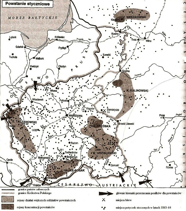 Польское восстание 1863 1864 карта